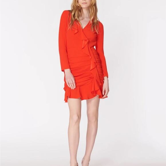 Veronica Beard Odessa Red Wrap Tie Front Long Sleeve sz 0 - Picture 1 of 8